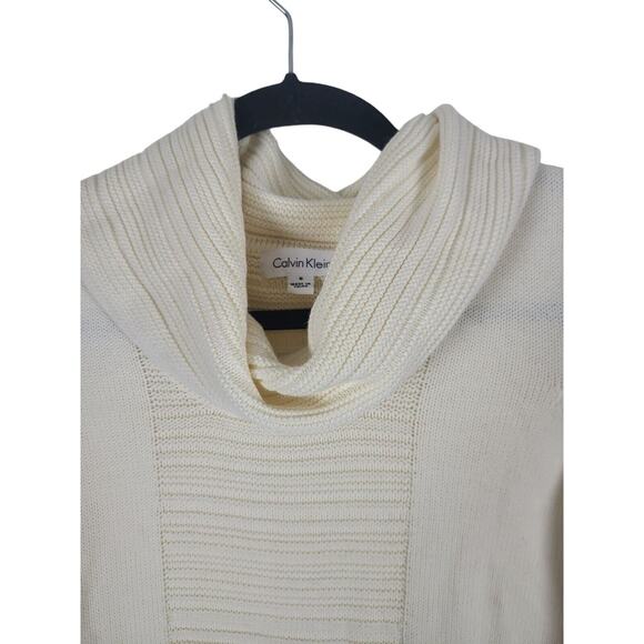 Calvin Klein Cowl Neck Sweater S Womens Long Sleeve Knit Pullover White Top - Picture 5 of 10